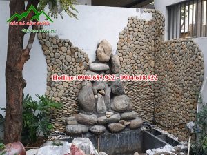 Mẫu tiểu cảnh tranh tường gắn đá cuội đẹp