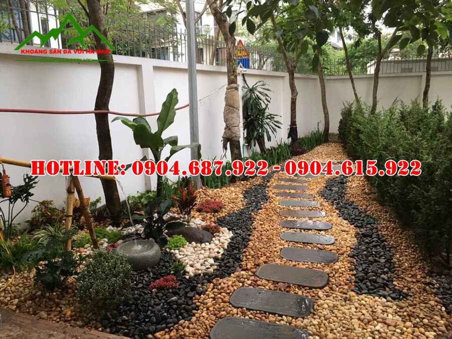 sỏi cuội rải sân vườn