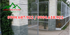 đá mài vát cạnh trắng ốp trụ cổng