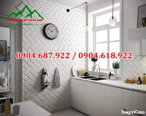 đá mài vát cạnh trắng ốp tường