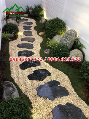 đá bước dạo lũa đen chỉ trắng