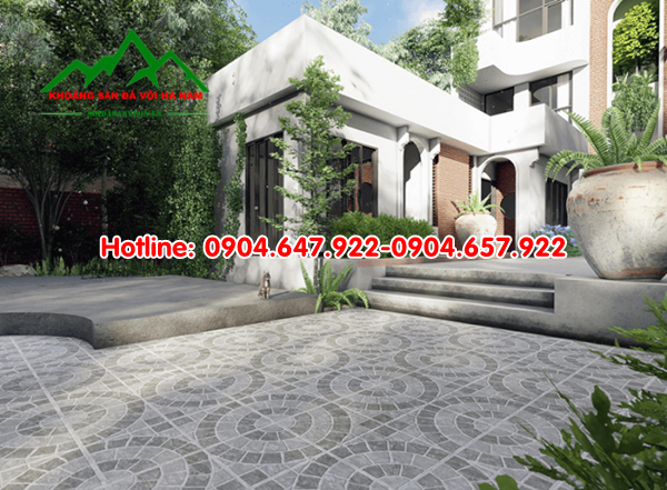 Mẫu thiết kế sân vườn đẹp sử dụng sỏi đá trang trí