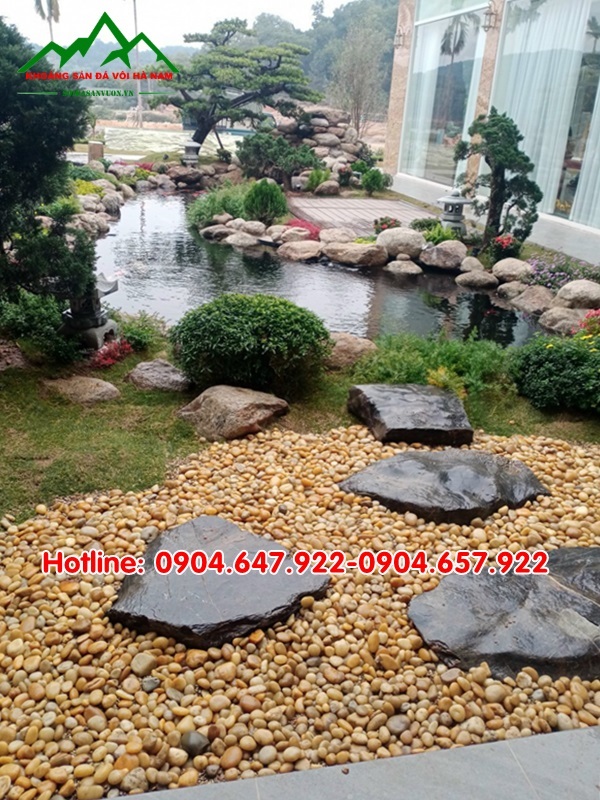 sỏi vàng trang trí hồ cá