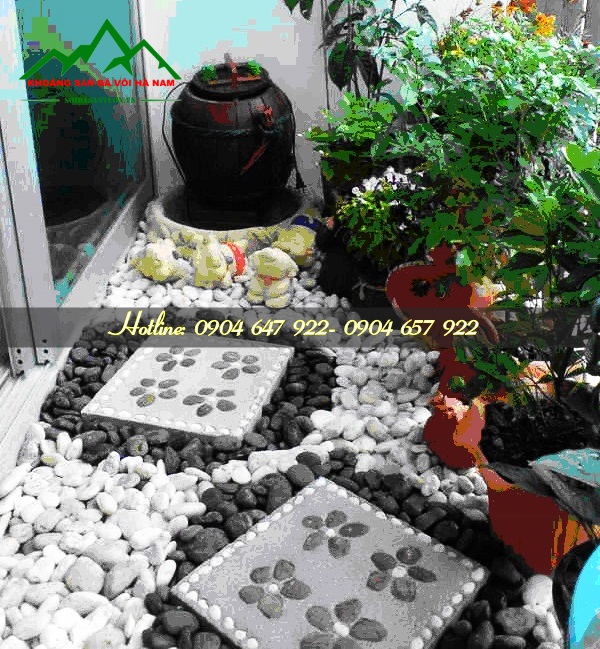 Sỏi trắng trang trí ban công 1