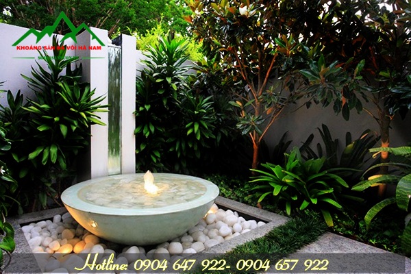 sỏi trắng trang trí tiểu cảnh sân vườn