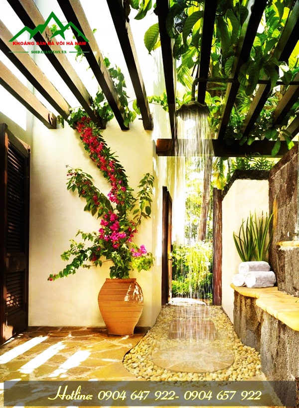 sỏi vàng trang trí tiểu cảnh sân vườn