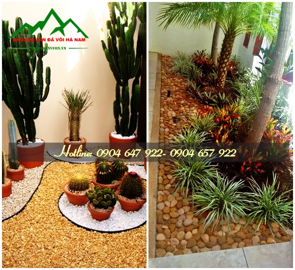 Sỏi vàng trang trí ban công, giếng trời
