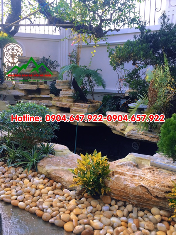 Trang trí hồ cá bằng sỏi vàng tự nhiên Trang trí hồ cá bằng sỏi