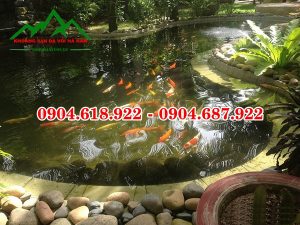 Đá cuội trang tri ao hồ