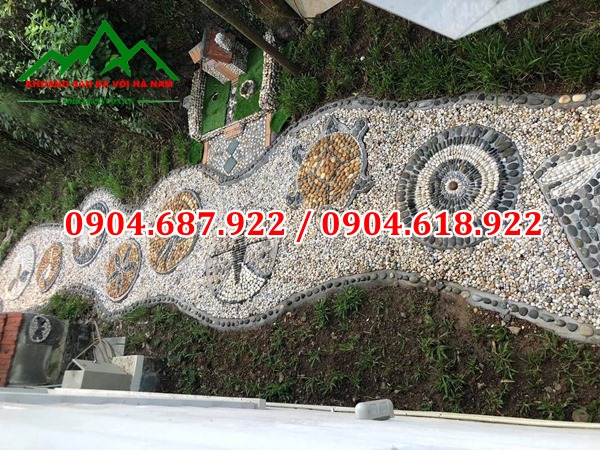 sỏi gắn nền sân vườn
