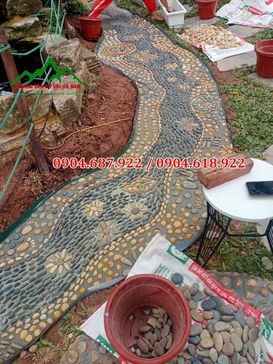 sỏi gắn lối đi sân vườn