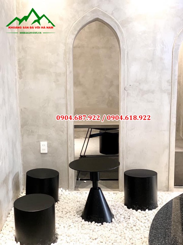 sỏi trắng muối trang trí quán cafe