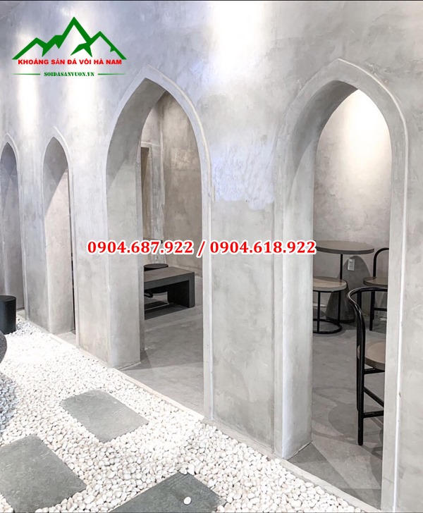 sỏi trắng muối rải nền tiệm báng