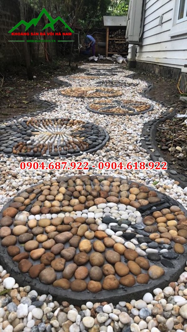 sỏi dẹp gắn lối đi sân vườn