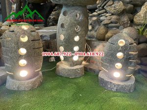 Đèn đá cuội sân vườn