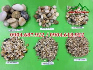 sỏi ba màu trang trí sân vườn