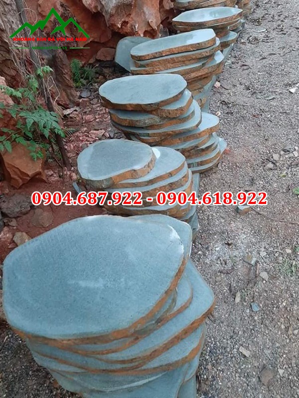 đá cuội xanh căt slats bước dạo