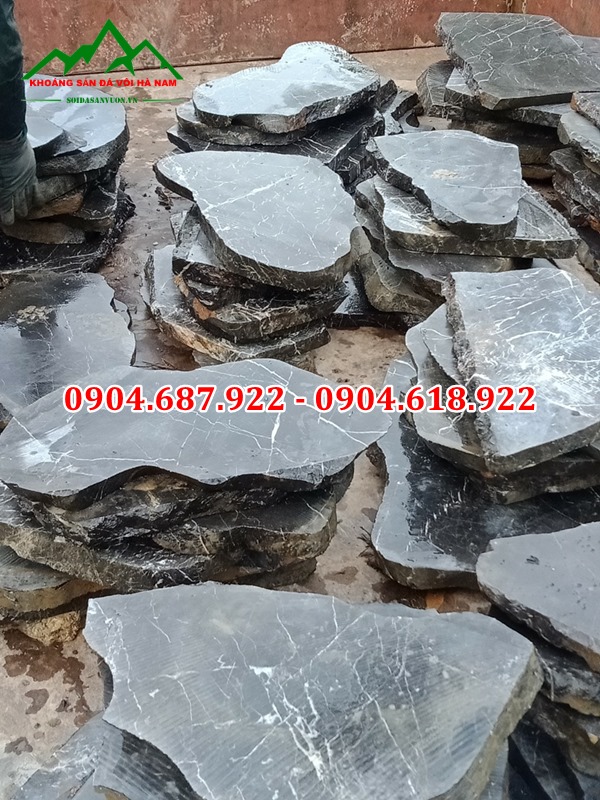 đá lũa đen chỉ trắng cắt lát
