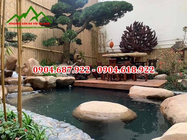 đá cuội trang trí hồ cá koi