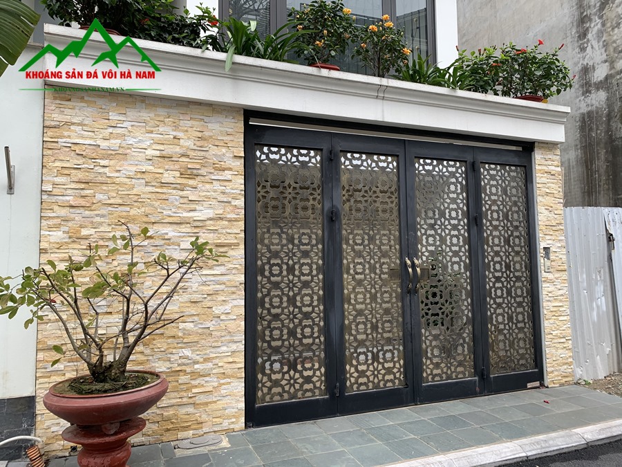 đá ghép vàng ốp mặt tiền