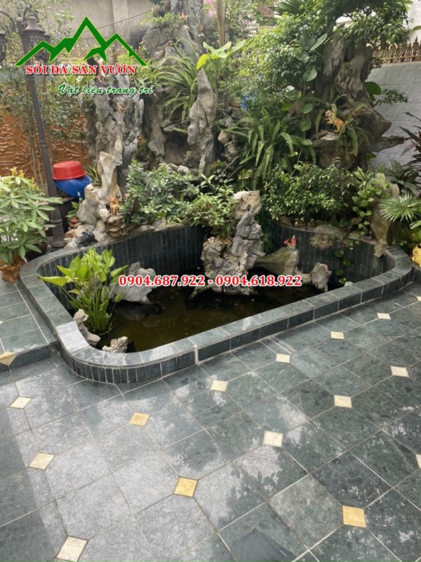 Đá xanh rêu lát sân