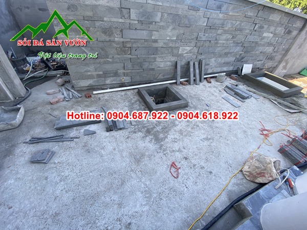 đá ong xám ốp tường