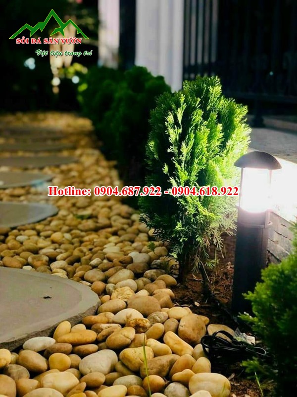 sỏi nâu trang trí sân vườn