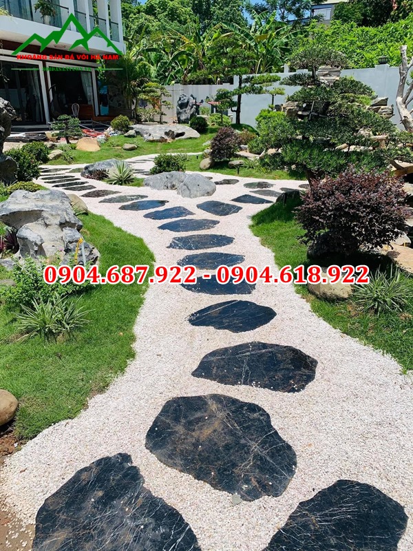 sỏi trắng trang trí sân vườn