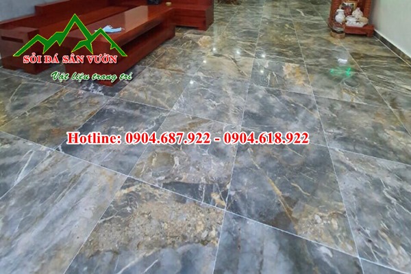 sàn lát đá dăm kết vàng mài bóng