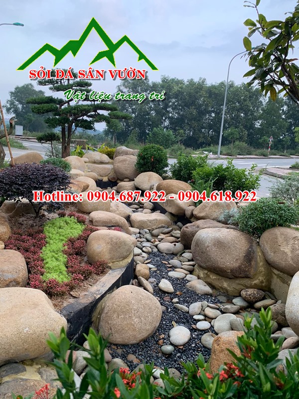 bán đá cuội làm hồ cá koi