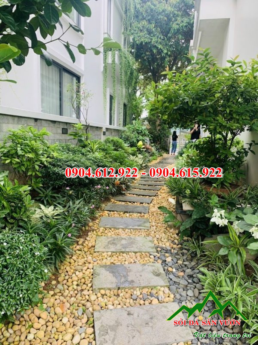 sỏi rải lối đi sân vườn