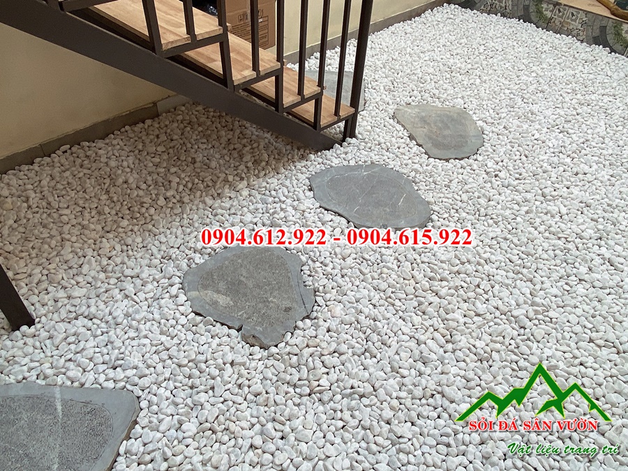 sỏi trắng trang trí quán cafe