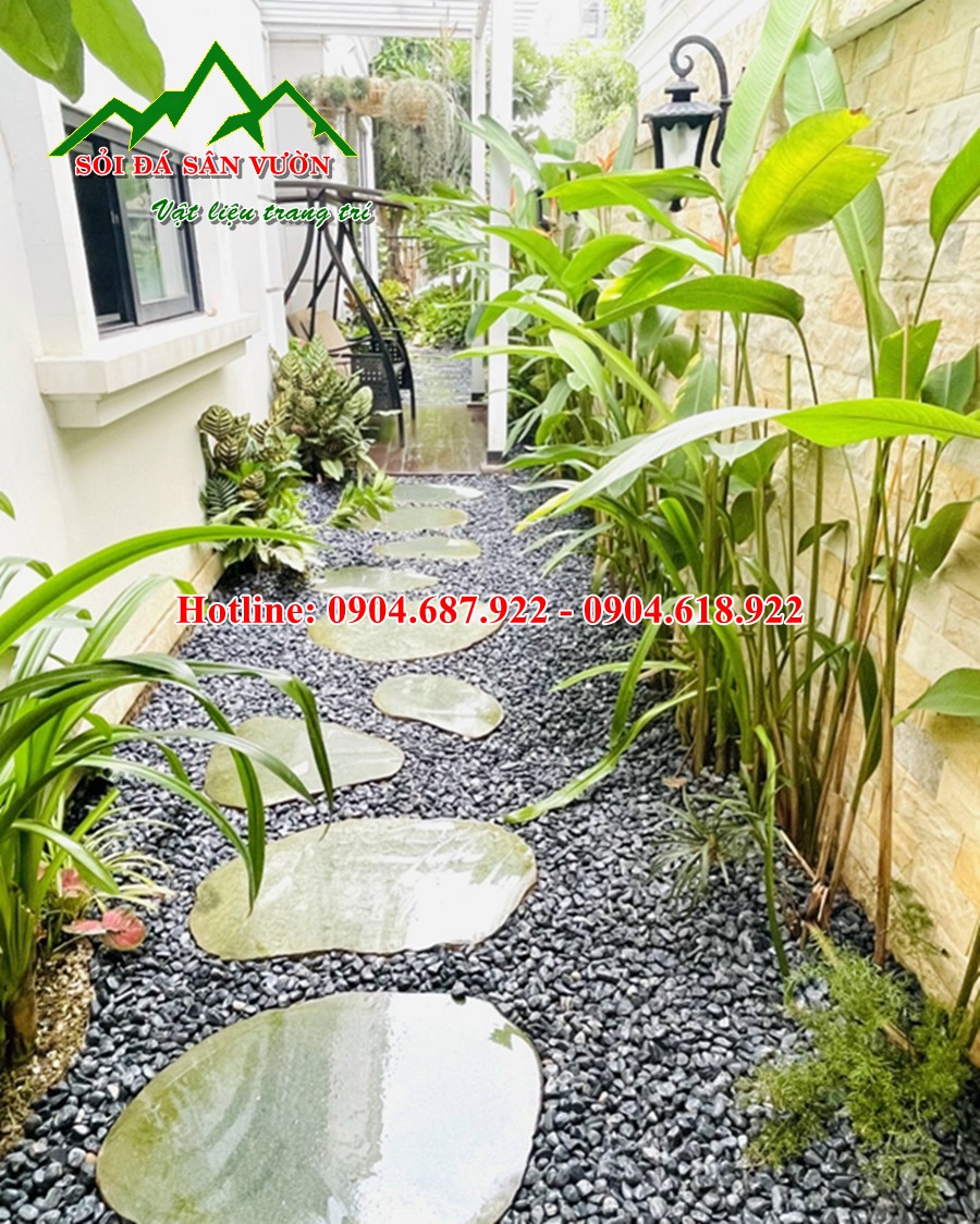 sỏi rải lối đi sân vườn