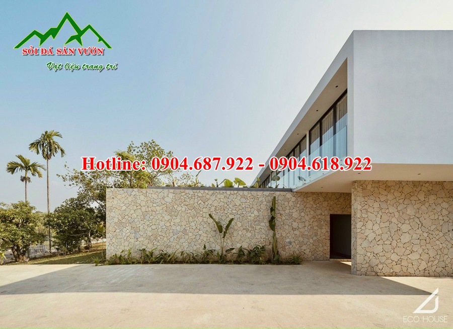 đá rối vàng kem ốp tường cực đẹp