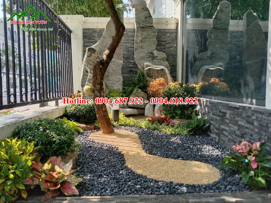 sỏi vàng trang trí tiểu cảnh