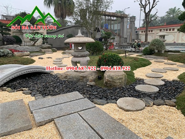 sỏi vàng quay rải sân vườn