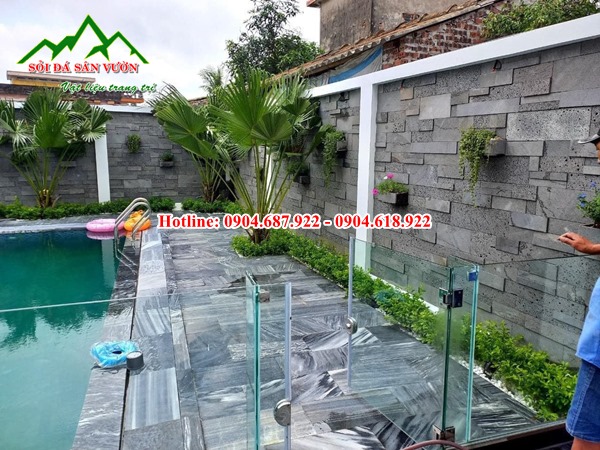 Đá ong xám ốp tường bao