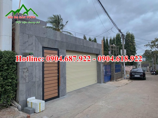 Đá ong xám óp tường ngoại thất