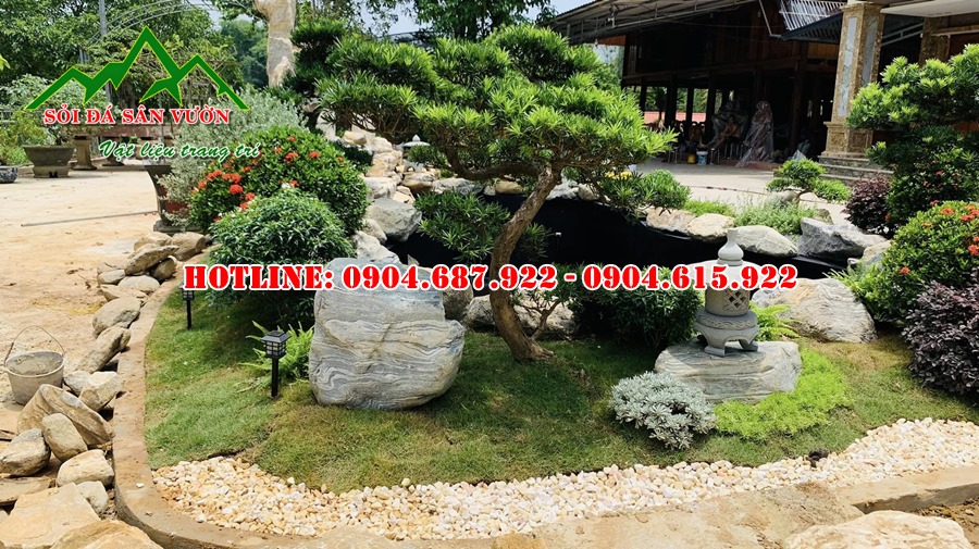 Đá cuội vân mây trang trí sân vườn