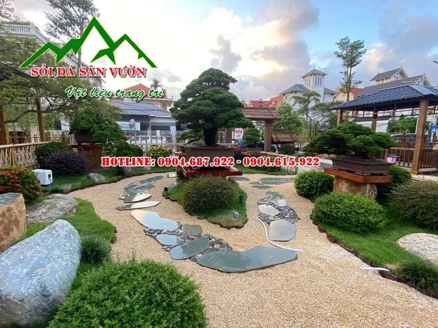 Đá cuội vân mây sân vườn