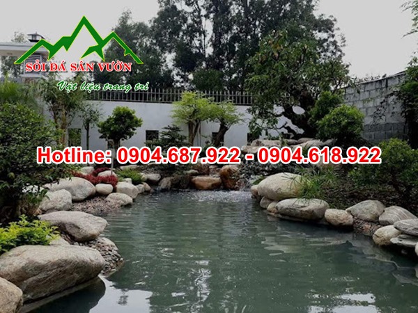 đá cuội vân mây kè hồ cá koi