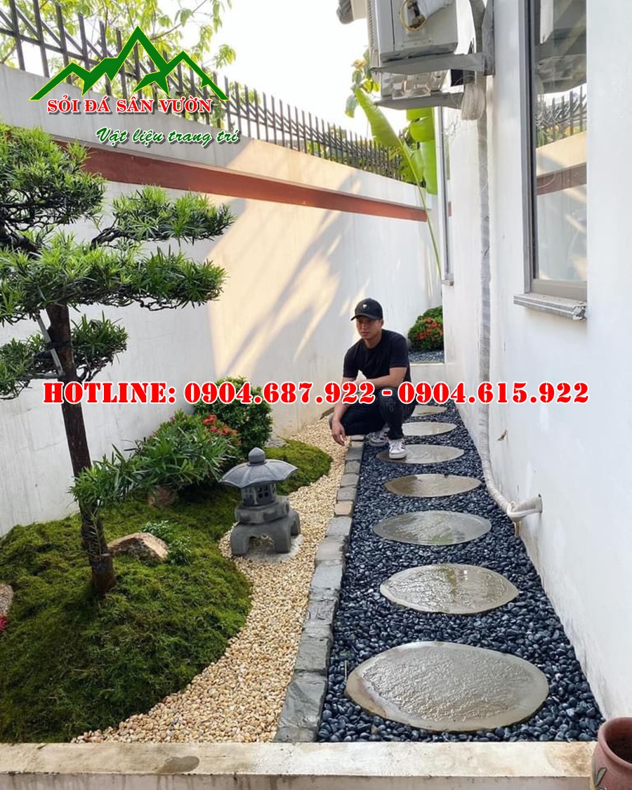 sỏi đen rải trang trí tiểu cảnh