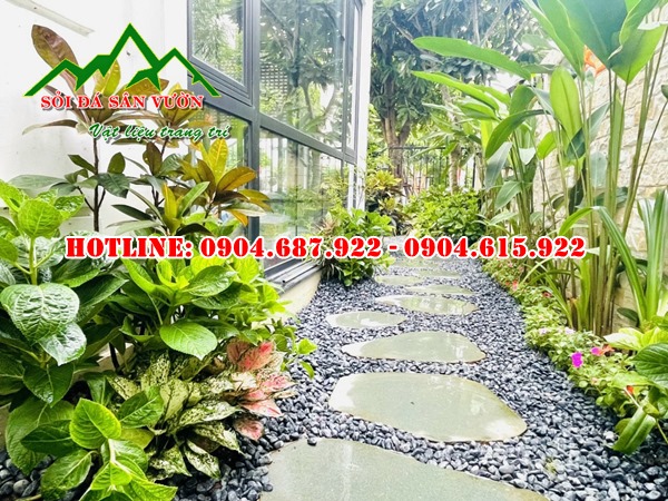 sỏi rải lối đi sân vườn