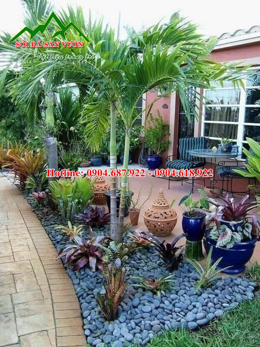 rải đen rải tiểu cảnh sân vườn
